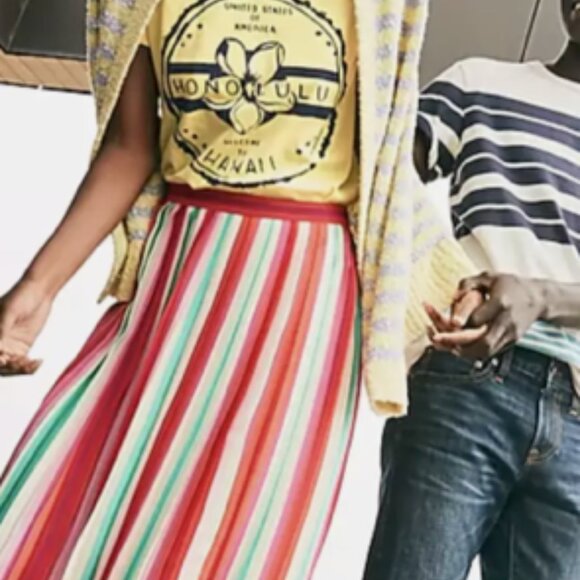 J.Crew Sunburst Pleated Skirt in Watermelon Stripe AK116  Sz 0 NWT - Picture 2 of 3